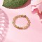 Natural Peridot Beaded Stretch Rings for Women, with Glass Seed Beads, Faceted Round, Inner Diameter: 19mm