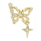 Alloy Pendants, with Rhinestone, Lead Free & Cadmium Free & Nickel Free, Rack Plating, Butterfly, Golden, 37x24.5x4mm, Hole: 1.8mm