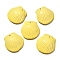 Handmade Porcelain Pendants, Shell Shape Charms, Yellow, 36~38x35~37x9~10mm, Hole: 1.6mm