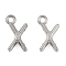 304 Stainless Steel Charms, Polished, Stainless Steel Color, Letter X, 8x5.5x2mm, Hole: 1.2mm