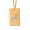 Golden 202 Stainless Steel Constellation Pendants Necklaces, Rectangle, Aries, 15.94 inch(40.5cm)