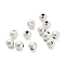 Round Brass Beads, Long-Lasting Plated, Rack Plating, Lead Free & Cadmium Free, Silver, 4x3.5mm, Hole: 1.2mm