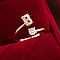 Brass Micro Pave Cubic Zirconia Cuff Rings, Letter B, 12x8mm