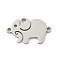 201 Stainless Steel Laser Cut Connector Charms, Stainless Steel Color, Elephant, 9x15x1mm, Hole: 1mm