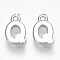 Brass Charms, Letter, Nickel Free, Real Platinum Plated, Letter.Q, 8.5x5x1.5mm, Hole: 0.8mm