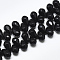Natural Dyed & Heated Black Onyx Beads Strands, Top Drilled Beads, Faceted, Teardrop, 9~9.5x6mm, Hole: 0.8mm, about 44pcs/strand, 7.6 inch