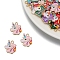 Alloy Enamel Pendants, Unicorn Charm, Golden, Pink, 18x16mm