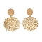 Flower Alloy Dangle Stud Earrings, Golden, 85x60mm