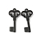 304 Stainless Steel Pendants, Key Charm, Ion Plating(IP), Black, 21.5x10.5x2.5mm, Hole: 1.5mm