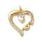 Heart Rack Plating Brass Micro Pave Clear Cubic Zirconia Pendants, Long-Lasting Plated, Lead Free & Cadmium Free, Real 18K Gold Plated, 23x20x4.5mm, Hole: 3mm