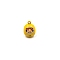 Baking Paint Brass Pendants, Mini Daruma Charms, Yellow, 28x21mm