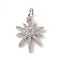Brass Micro Pave Cubic Zirconia Charms, with Jump Ring, Sparkling Star Charm, Platinum, 14x10x2mm, Hole: 3mm