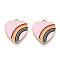 Light Gold Plated Alloy Pendants, with Enamel, Cadmium Free & Lead Free, Heart, Pink, 20x18x1.5mm, Hole: 1.8mm