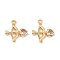 Brass Micro Pave Cubic Zirconia Charms, Bow & Arrow, Real 18K Gold Plated, 19x15.5x3mm, Hole: 1.6mm