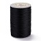 Round Waxed Polyester Thread String, Micro Macrame Cord, Twisted Cord, for Leather Sewing Stitching, Black, 0.3~0.4mm, about 174.98 Yards(160m)/Roll