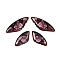 4Pcs 4 Styles Transparent Epoxy Resin Pendants, Wing with Floral Pattern, with Paillette & Gold Foil, Dark Red, 29~39x14~x2.5mm, Hole: 1mm