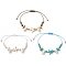 3Pcs 3 Styles Adjustable Braided Beads Bracelets Sets for Women, with Gemstone Beads , Shell Beads and Glass Beads, Conch & Seafish, Inner Diameter: 2-1/8~3 inch(5.45~7.6cm), 1pc/style