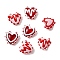 Handmade Lampwork Beads, Heart, with Enamel, Red, 15~15.5x16.5x8.5~9.5mm, Hole: 1.4mm