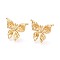 Brass Stud Earrings, Butterfly, Nickel Free, Real 18K Gold Plated, 22x27mm