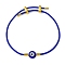 Lampwork Evil Eye & Brass Beaded Bangle, 304 Stainless Steel Twist Rope Adjustable Bangles for Women, Medium Blue, Inner Diameter: 2~3-1/2 inch(5~9cm), 2mm