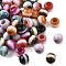 Opaque Acrylic European Beads, Rondelle, Large Hole Bead, Two Tone, Mixed Color, 9.5x7.5~8mm, Hole: 5mm