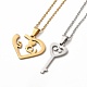 Heart & Skeleton Key Couple Pendant Necklaces & Stud Earrings SJEW-E045-06GP-4