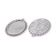 Tibetan Style Antique Silver Alloy Flat Oval Pendant Cabochon Settings PALLOY-XCP0001-48-RS-2
