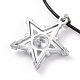 Star Couples Leather Pendant Necklaces for Valentin's Day NJEW-P127-018-3