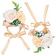 クラスパイア2ピースシルク手首コサージュ  プラスチック製の模造花付き  結婚式のための  パーティーの装飾  ゴールデンロッド  350mm AJEW-CP0001-51C-1