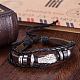 Bracelets zinc unisexe aile alliage et cuir tressé multi-brins occasionnels réglables BJEW-BB15612-6