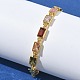 Прямоугольные латунные браслеты-цепочки с инкрустацией кубическим цирконием для женщин&nbsp;BJEW-P385-05G-3
