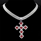 304 colliers pendentif croix en verre en acier inoxydable NJEW-G115-02P-1