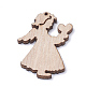 未染色の木製ペンダント  天使  バリーウッド  32.5x22.5x2.5mm  穴：0.5mm WOOD-S040-12-3