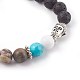 Natural Flower Agate and Natural & Synthetic Mixed Gemstone Beads Stretch Bracelets BJEW-JB04004-04-2