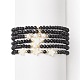 Set di braccialetti elastici con perline rotonde e conchiglia naturale in stile 6 pz 6 e stella di vetro per donna BJEW-JB09945-02-1