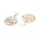 Transparent Epoxy Resin Flat Round with 3D Printed Flower Pattern Dangle Earrings EJEW-JE04580-5