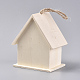 未完成の木製巣箱  創造的な木製の吊り鳥の家  小鳥の DIY 鳥かご作りや装飾用  バリーウッド  185mm X-HJEW-WH0006-13-2