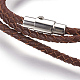 Cuero trenzado cordón envolver pulseras / collares BJEW-JB03919-02-2