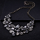 Fashion Women Jewelry Zinc Alloy Glass Rhinestone Flower Bib Statement Choker Collar Necklaces NJEW-BB15155-C-2