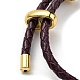 Bracelet à maillons colonne en laiton avec cordons en cuir BJEW-G675-05G-08-3