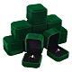 BENECREAT Green Velvet Couple Ring Box Square Earring Pendant Case Engagement Wedding Box for Wedding Birthday and Anniversary VBOX-WH0003-07A-1