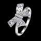 Модный Bowknot 925 стерлингового серебра кубического циркония палец кольца RJEW-BB17129-7-2