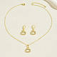 Комплекты из латунных серег и ожерелий с микропаве из прозрачных кубических цирконий овальной формы для женщин QH5854-5