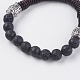 Natural Lava Rock and Coconut Beads Stretch Bracelets BJEW-E326-02-2