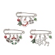 3 Stück 3 Stile Weihnachtsbaum & Kranz & Weihnachtsmann & Legierung Emaille Charms Sicherheitsnadel Brosche JEWB-TA00011-1