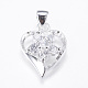 Laiton pendentifs coeur de zircone cubique KK-BB11643-1