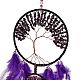 Iron & Brass Wire Woven Web/Net with Feather Pendant Decorations AJEW-B017-16-3