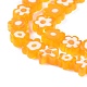 手作りミッレフィオーリガラスビーズ連売り  花  オレンジ  6.4~9x3.2mm  穴：1mm  約56個/連  15.75''（40センチメートル） X-LAMP-J035-8mm-08-2