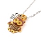 Two Tone Owl and Heart Pendant Necklace NJEW-I113-15PG-1