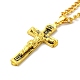 Cruz con collar con colgante de aleación de Jesús con cadenas de caja de hierro. NJEW-D048-04AG-2
